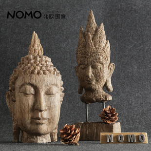 北欧国度 暹罗佛教系列佛头像 树脂佛像摆件设 工艺品家居装饰品