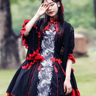 软妹复古中华风宫廷青龙白虎lolita洛丽塔cos公主裙洋装服连衣裙
