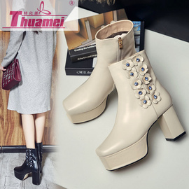 最新玫瑰秀外侧拉链靴子 达芙妮玫瑰秀女鞋信