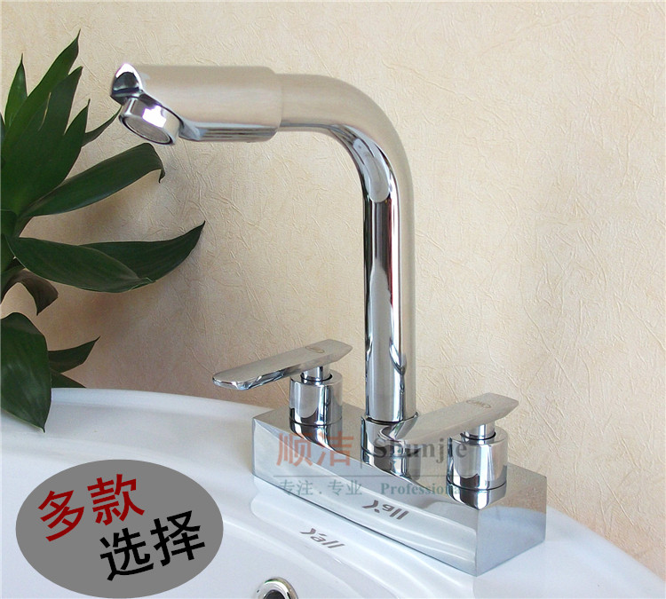 面盆 双把双孔水龙头 冷热 厨房洗菜盆 双把双开 洗脸