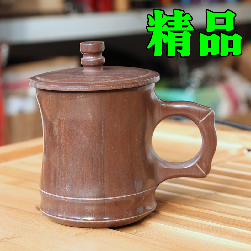 正品保真木鱼石杯子茶杯保健养生水杯无蜡纯天然清仓包邮