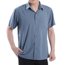 爷爷老人休闲衬衣爸爸夏装 中老年人男装 中年男士 衬衫 短袖 夏季薄款
