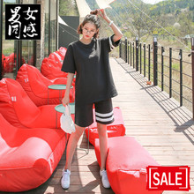短裤 居家服睡衣套装 PINK女夏季运动休闲纯棉圆领宽松短袖 韩国代购