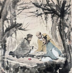 傅抱石 高士图 40x40厘米 中国画 复制微喷画心
