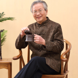 中老年人唐装男士中式大码上衣 老人春秋薄款夹克唐装外套爷爷装
