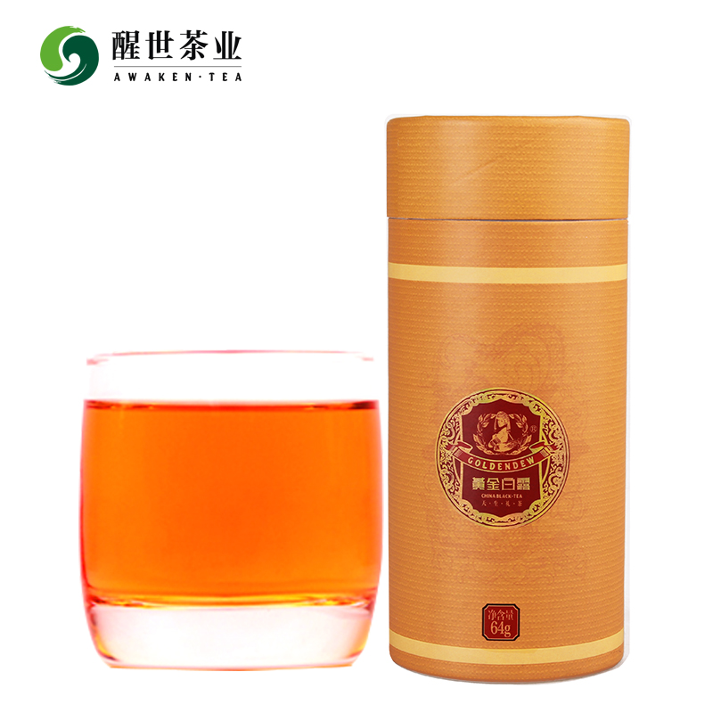醒世茶业金骏眉川红工夫红茶黄金白露特级芽茶 茶叶罐装小黄罐64g