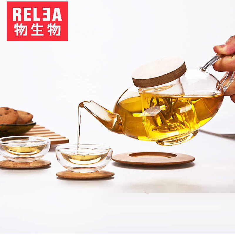 物生物 耐热玻璃泡茶壶花茶壶 玻璃透明过滤茶具套装 森系灯笼壶