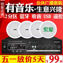 SA1000吸顶喇叭套装 天花吊顶音响定压功放背景音乐广播音箱 索爱