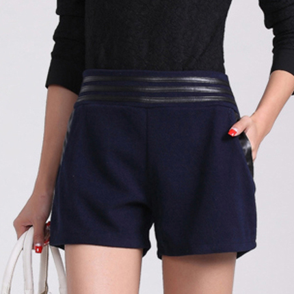 <em>加肥加大</em>毛呢<em>短裤</em>大码女装 秋冬款加厚阔脚裤