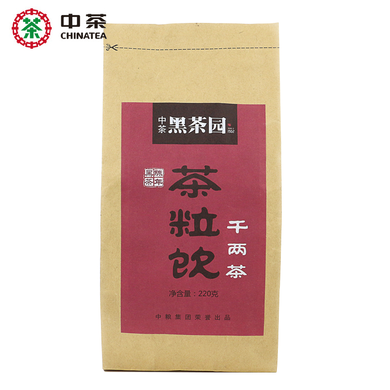 中茶黑茶湖南安化茶粒饮千两茶茯砖茶220g茶叶袋装 中粮出品