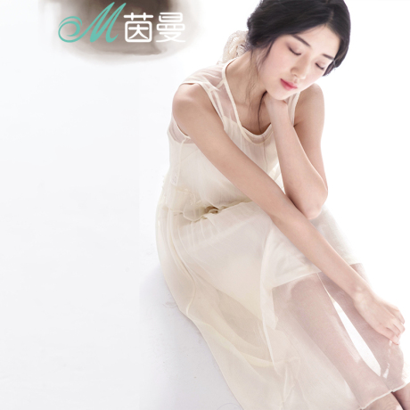 茵曼旗舰店2017夏装新款真丝两件套桑蚕丝裙女夏天连衣裙中长裙子商品大图