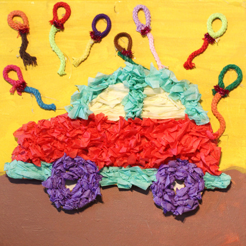 儿童手工制作粘贴画 创意diy手工画 小汽车儿童装饰画 亲子材料包