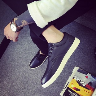 2016夏秋季英伦风休闲皮鞋青少年男鞋子黑色