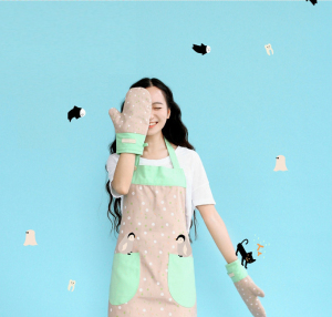 韩版清新帆布围裙套装