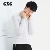 GXG男装 男士白色修身圆领套头针织衫#61220076