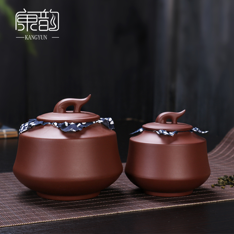康韵 功夫茶具茶道配件紫砂茶叶罐手工大号陶瓷密封储存罐特价