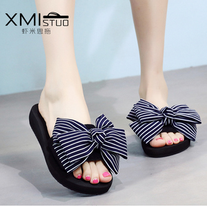 手工蝴蝶结一字拖