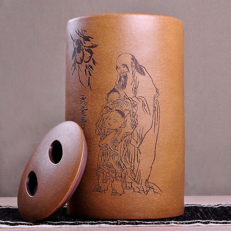 茗露宜兴紫砂茶叶罐 茶叶罐 大号 紫砂缸茶仓 普洱茶缸紫砂存茶罐