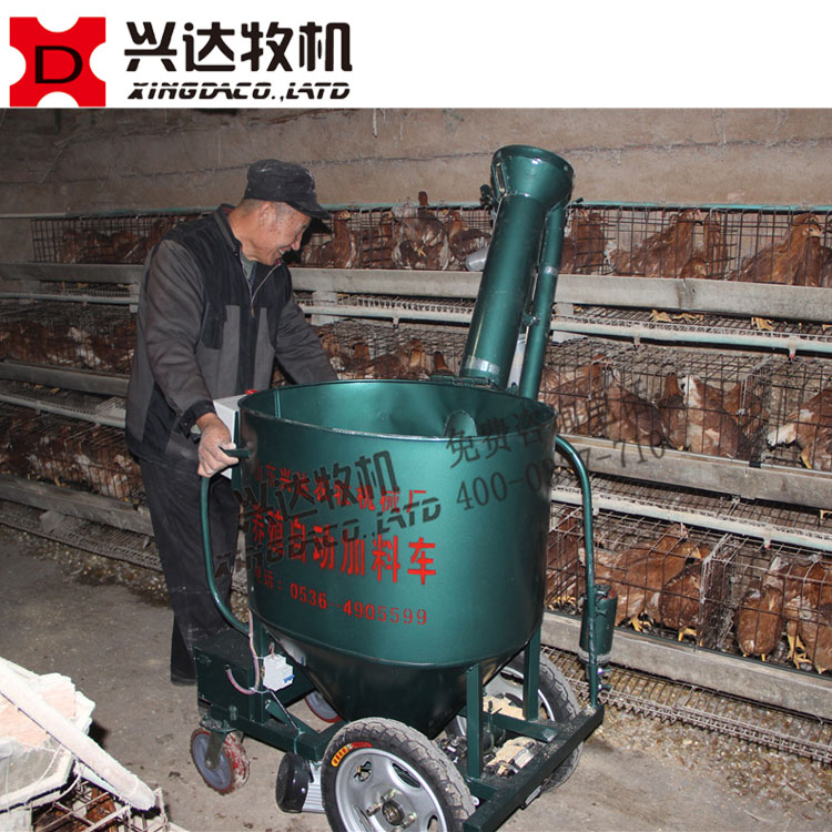 三层阶梯式蛋鸡笼养鸡舍半自动喂料机 电瓶式喂料车 ...
