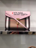专柜正品代购 Burberry巴宝莉 格纹拼皮女士单肩斜挎包 粉色