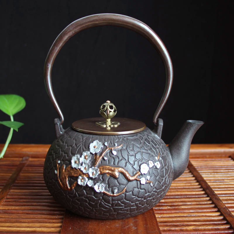 清沁堂傲梅老铁壶 日本纯手工无涂层铸铁壶生铁壶铁茶壶 泡茶茶具