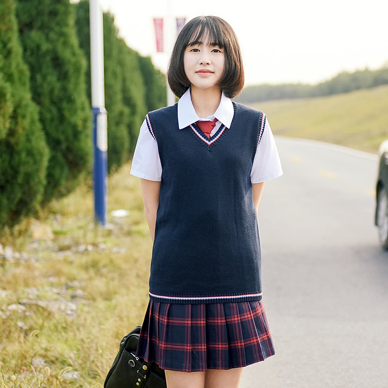 波妮波比|jk制服套装日系校服长袖水手服 关东襟绣花白二本中间服