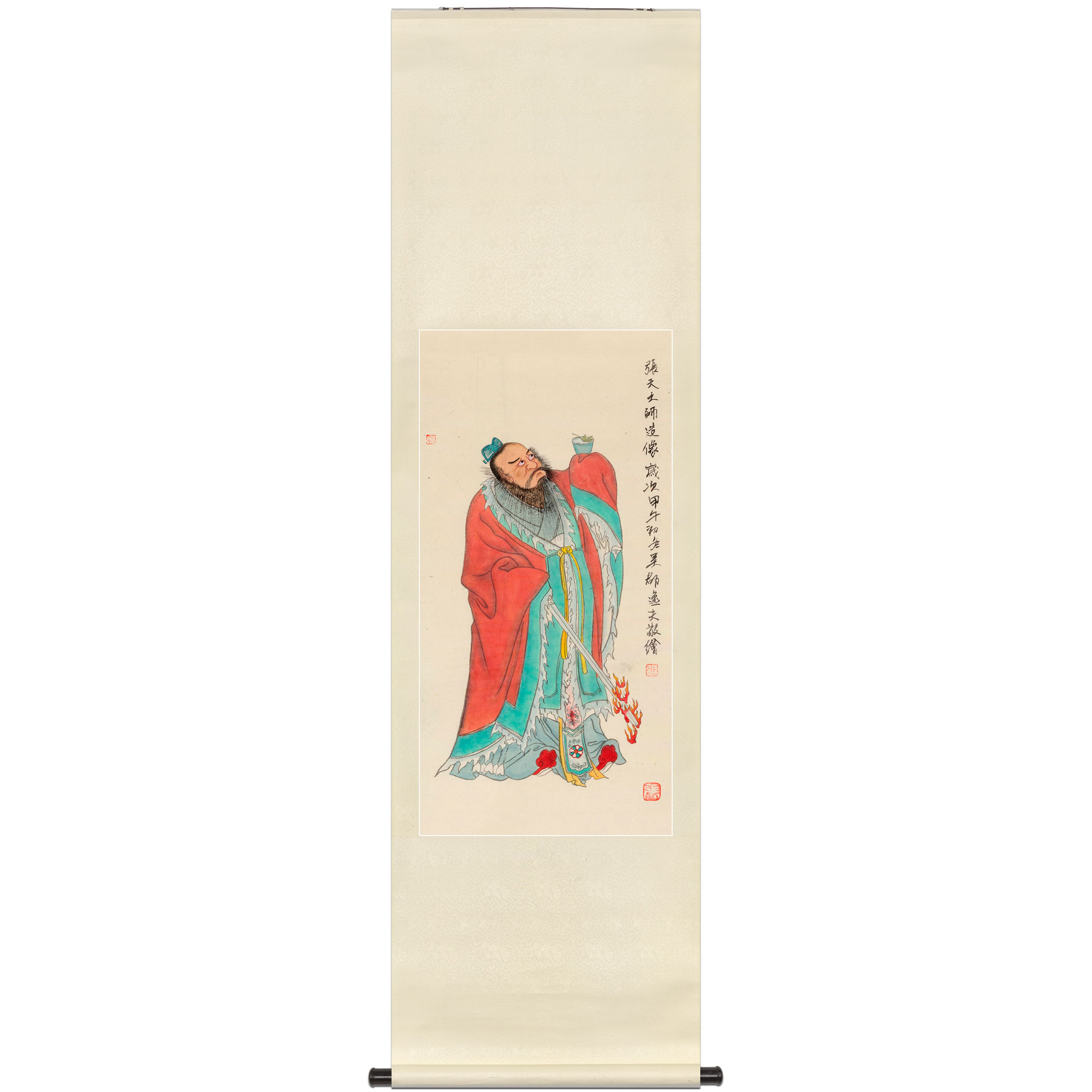 工笔神仙人物国画道教张道陵张天师画像佛堂书房玄关中式装饰挂画