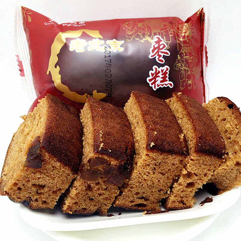 万家丰利园老北京枣糕糕点面包蛋糕点心零食品早餐75g*5包
