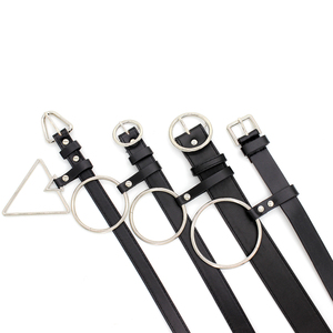 bf风韩版金属圆环黑色皮带