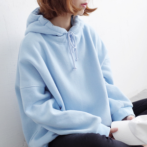 学院风刺绣加绒连帽卫衣