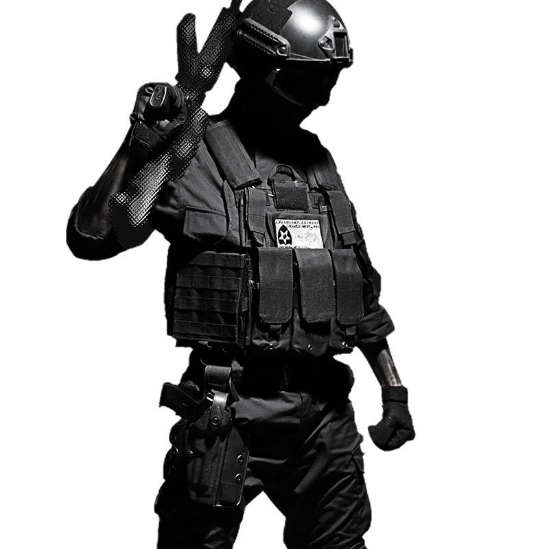 cqb军迷用品cs野战装备修身版黑色迷彩服套装男特种兵作训作战服