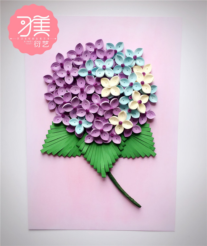 四季之花-秋绣球花 衍纸画手工 衍纸画成品材料包 手工折纸