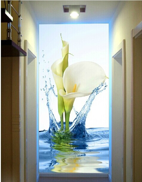 3d立体大型壁画客厅简约现代电视背景墙纸壁纸环保玄关马蹄莲