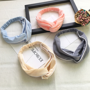 日系简约风包边雪纺交叉发带