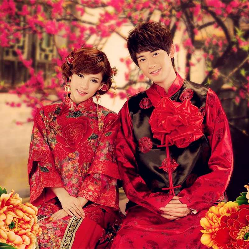 影楼情侣婚纱摄影题秀禾服风新娘结婚中式复古婚服
