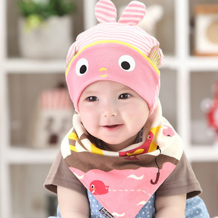 婴儿帽子秋款3-6-12个月男女童纯棉套头帽儿童