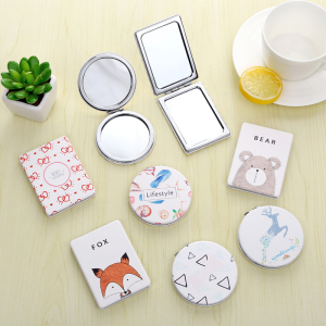 时尚皮面镜韩国创意双面镜