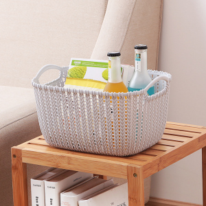 仿藤编加厚塑料长方形收纳篮