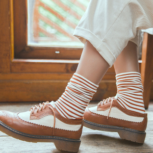 日系条纹堆堆袜