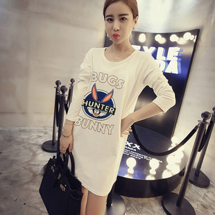 春秋款保暖包臀女长衫潮 2016新款女装长袖打