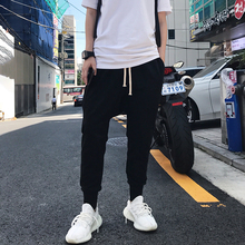 1CHEN /秋季暗黑风ro抽绳宽松ins运动哈伦束脚小脚裤休闲九分裤男
