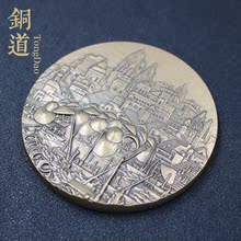 法国巴黎造币局 杜弗莱作品 恒河 大铜章 印度贝纳雷斯古城