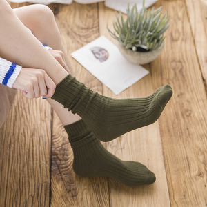 纯色复古堆堆袜棉袜