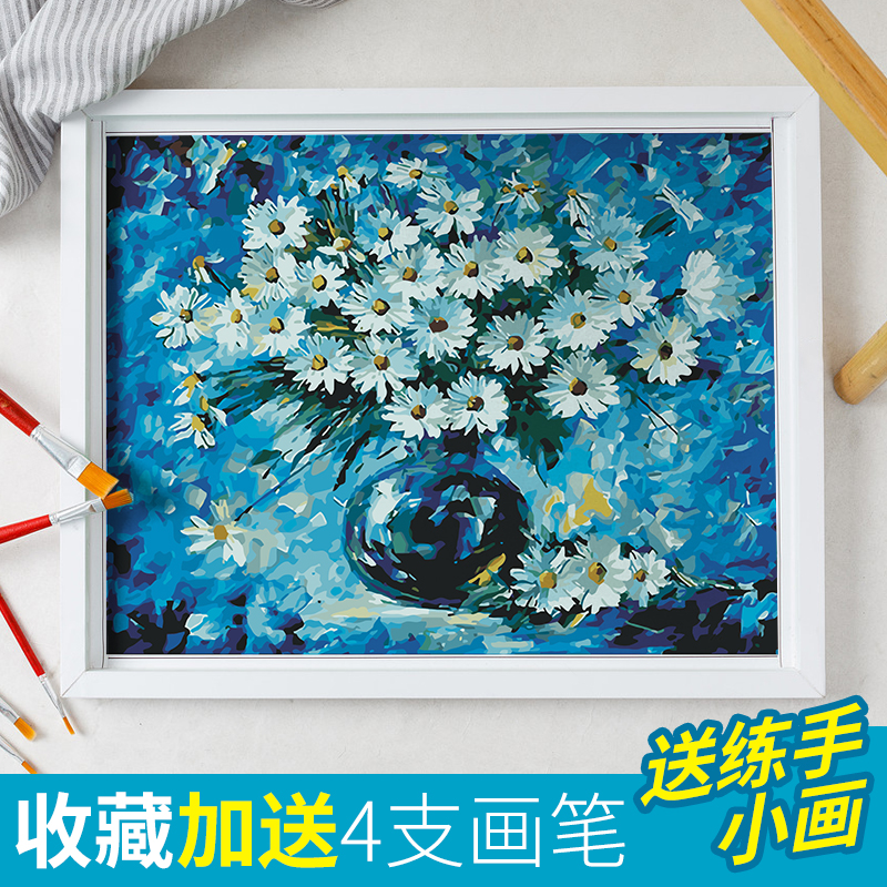 diy数字油画客厅风景花卉儿童现代简约数码填色手工绘油彩装饰画