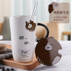 创意卡通带盖勺马克杯