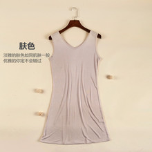真丝吊带背心衬裙睡裙100%桑蚕丝宽松v领打底家居服长裙 新款