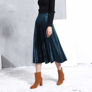 秋季中长款百褶半身裙