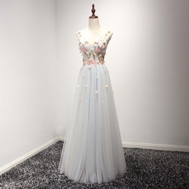 宴会晚礼服2017新款伴娘服长款晚宴主持人连衣裙红毯晚装修身灰色