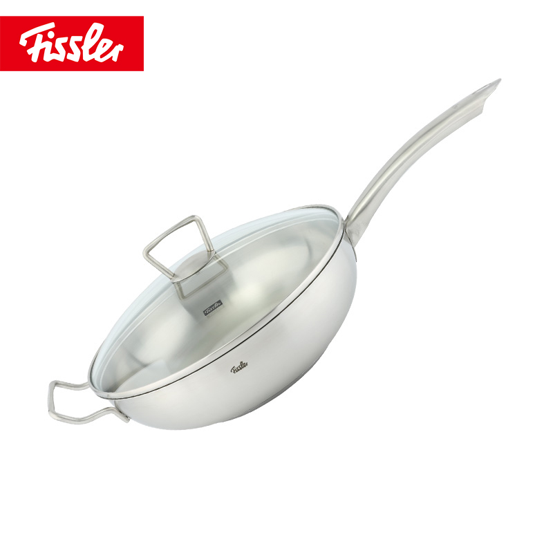 德国菲仕乐fissler 不锈钢30cm中式炒锅汤锅锅具套组平底汤锅煎锅