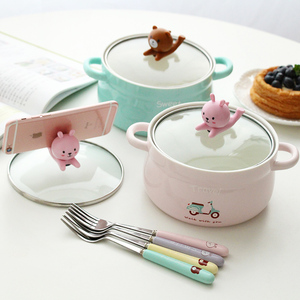 大号卡通带盖泡面碗